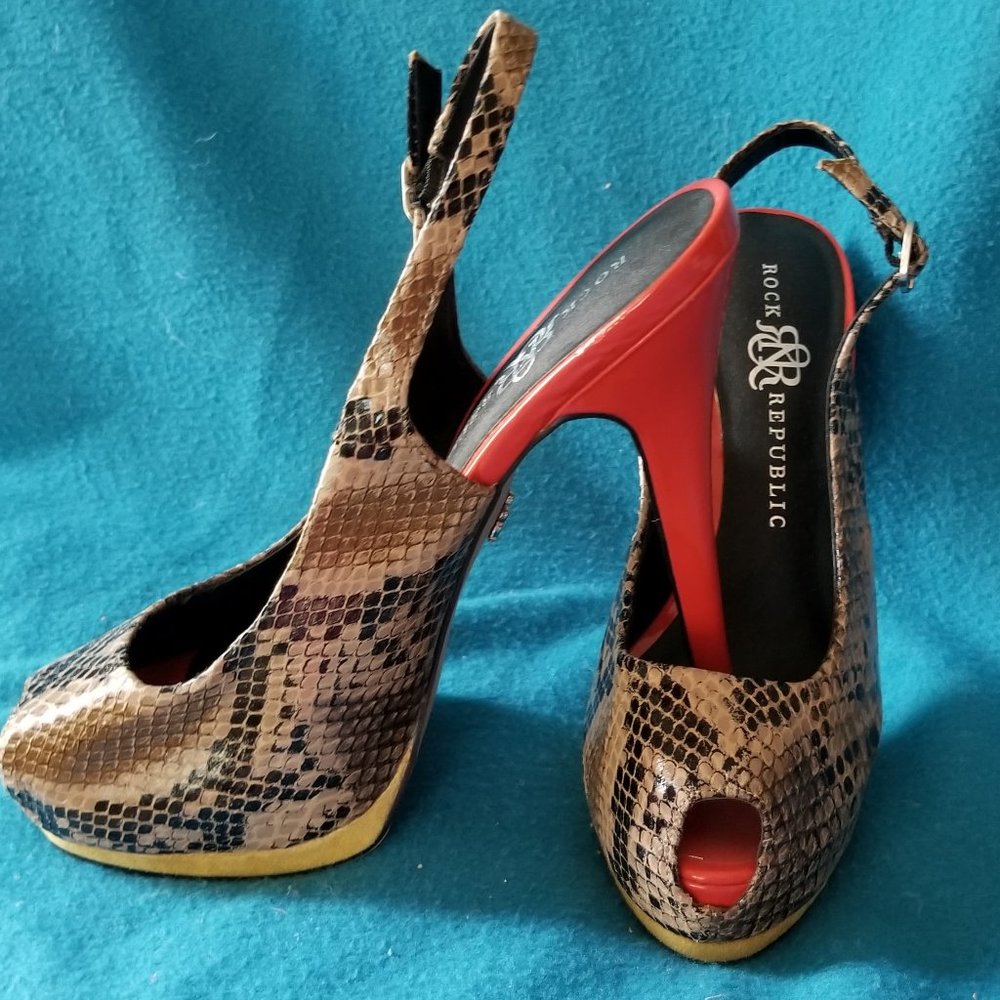 Rock & Republic Snake Skin Stiletto Heels - SZ 7.5